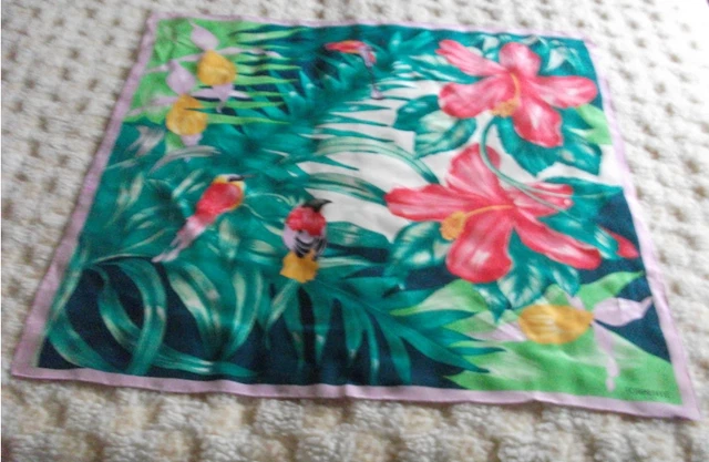 Foulard Vintage En Soie Torrente Paris - Foulard Carré, Motif Géométrique Multicolore, Occasion Bon état