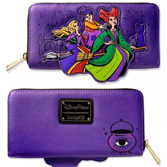 DISNEY LOUNGEFLY HOCUS Pocus Sanderson Sisters Binx Wallet Purple