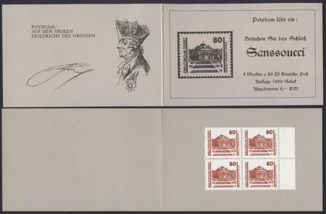 Bund DDR 1991 Markenheftchen  "Sanssouci" , MiNr 4 x 3349