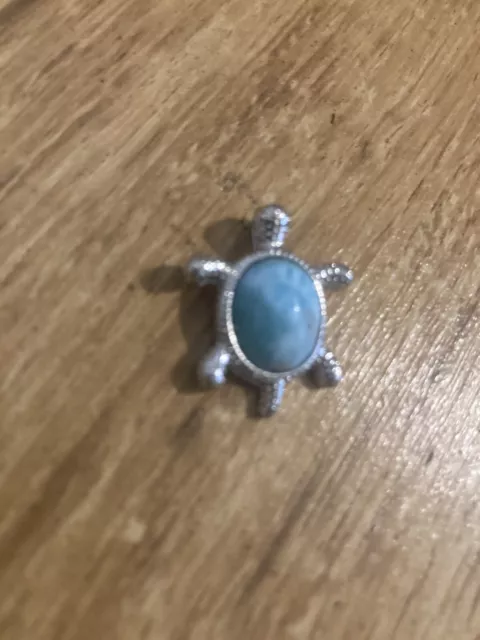 Dominican Republic Turtle necklace pendant Larimar gemstone