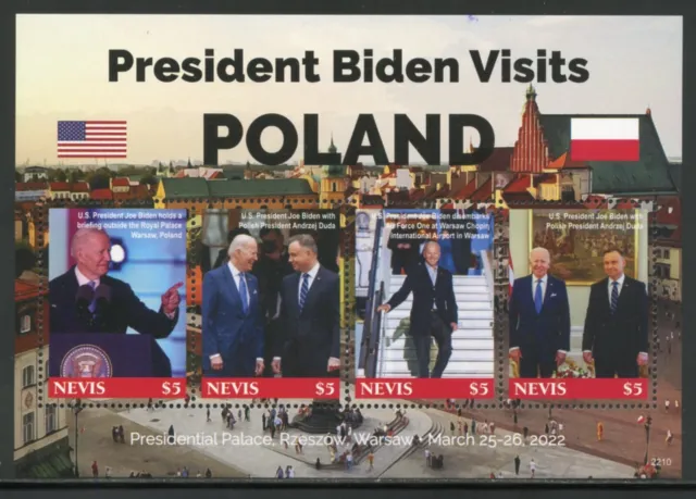 Nevis 2023 President Biden Besucht Polen Blatt Neuwertig Nh