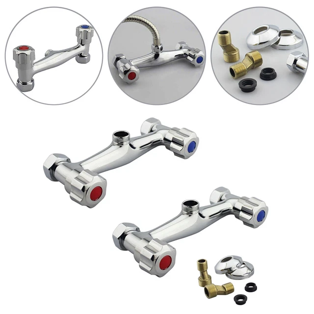 Bathroom Shower Sink Mixer 1/2" Chrome Taps Bar Brass Valve Twin Outlet Modern