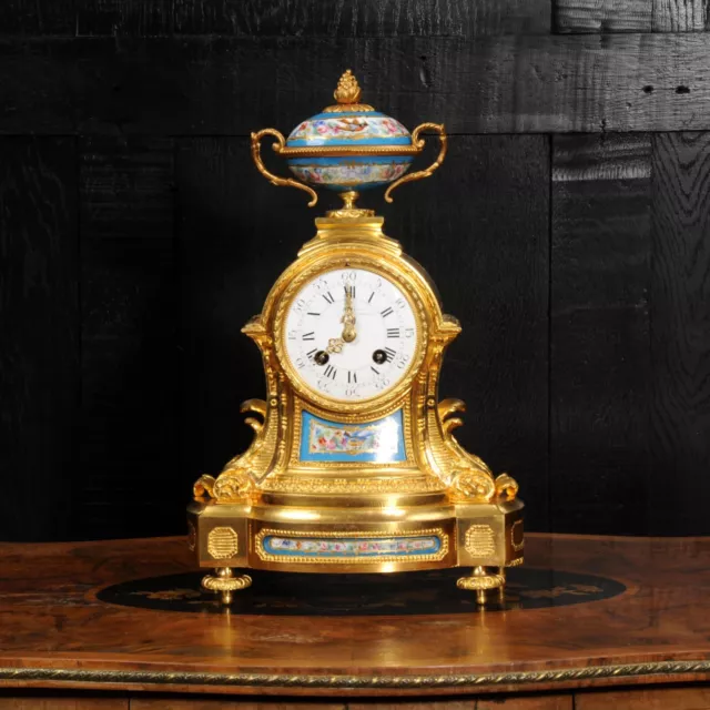 Sevres Porcelain and Ormolu Antique French Clock  by Miroy Frères fully overhaul