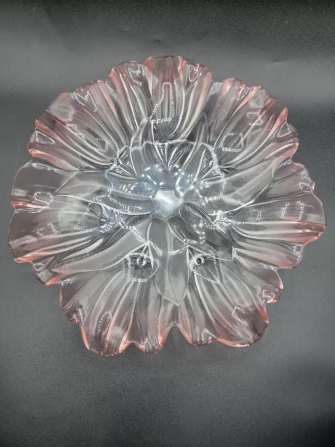 Mikasa Walther Frosted Glass Pink Tulip Dish/Platter Vintage