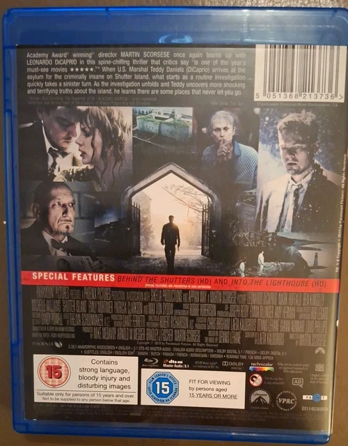 SHUTTER ISLAND (BLURAY) Leonardo Di Caprio Mark Ruffalo Martin Scorcese ...