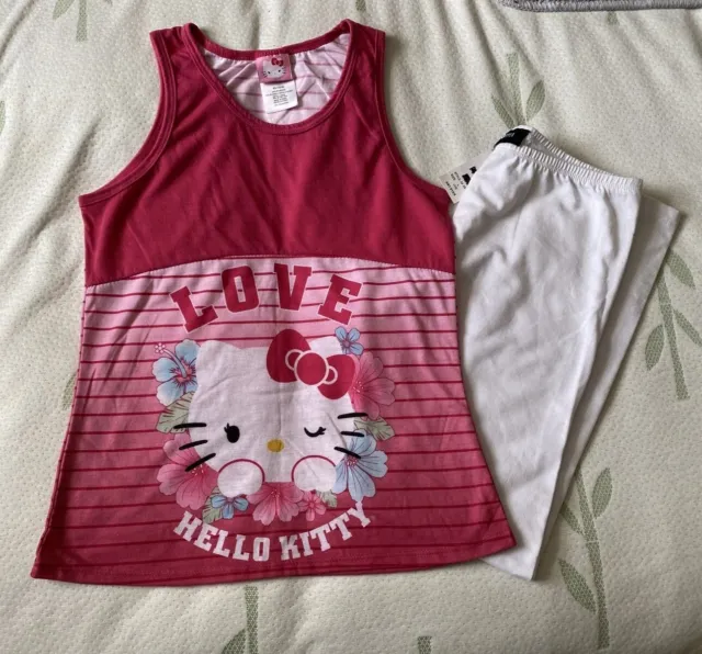 Girl's Graphic Hello Kitty Top w/NEW Amy Byer White Leggings Size 14 NICE!