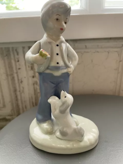 Spanish Porcelain Figurine Boy And Dog Marked M Collectors