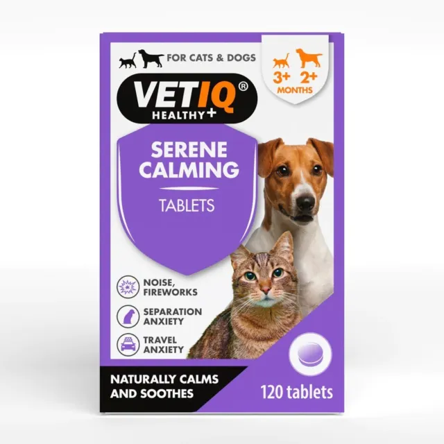 Vetiq Serene-Um 120 Tablets For Dogs & Cats - Anxiety, Fireworks, Hyperactivity