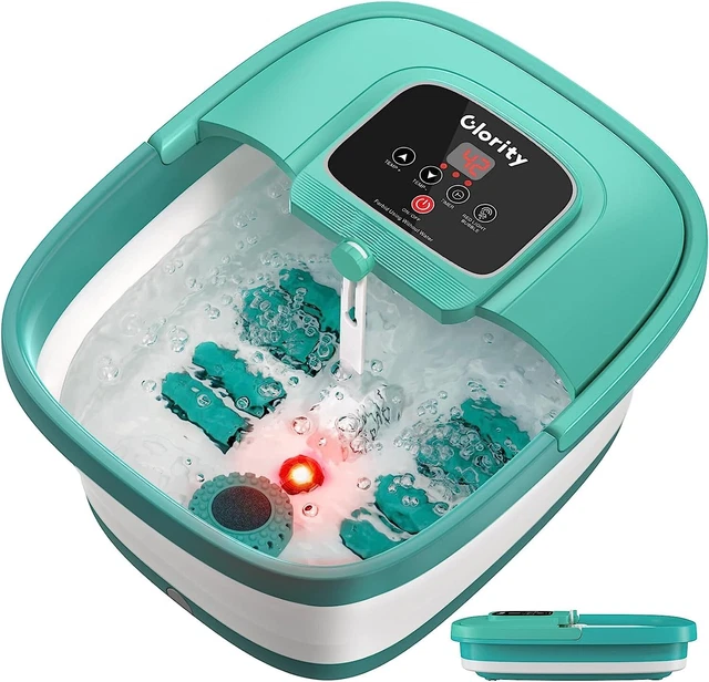 Spa de pies, masajeador de pies con baño portátil, 8 rodillos Shiatsu y 96 nodos de masaje
