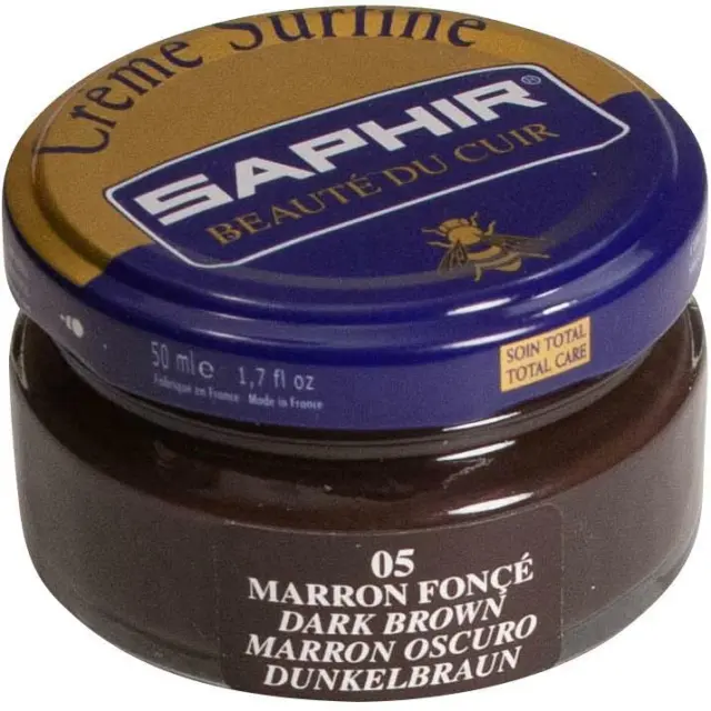 Dark Brown Saphir Shoe Cream 50ml Jar - Made in France - Beaute du Cuir