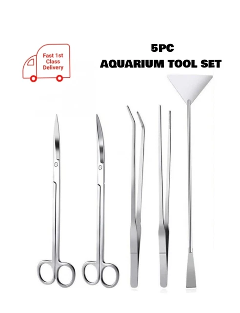 AQUARIUM PLANT CUTTING TOOL SET TWEEZER SCRAPER STAINLESS STEEL 1-5pc