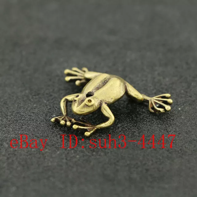 Chinese Handmade Copper  Brass Frog Small Fengshui Statue Ornament