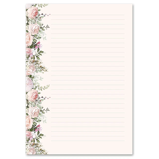 Briefpapier BACCARA ROSEN – 20 Blatt DIN A4 Mit Blumen-Motiv Für Hochzeit & Liebesbriefe