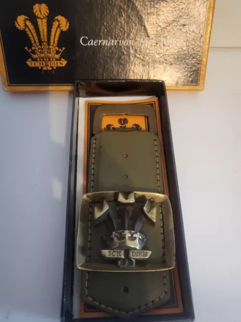 Rare case Caernarvon Wales 1969 BRASS LEATHER Welsh Bottle Opener Prince Charles 2