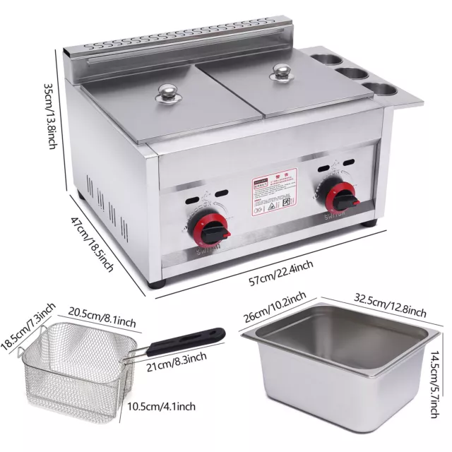 Stainless Steel Countertop Gas Fryer,Commercial Deep Fryer 2 Basket Propane LPG