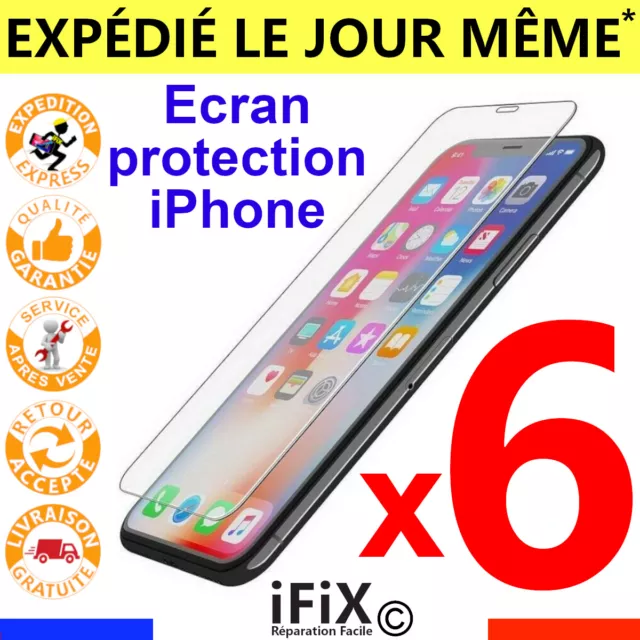 Verre Trempé iPhone Vitre Protection écran 6 6S 7 8 Plus XR 11 PRO MAX 5 SE