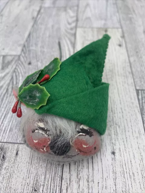 Annalee Mouse Head Pin Rare Green Elf Christmas Decor Collectible Small 5 Inches