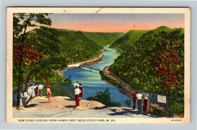 WV- West Virginia Rock State Park Aerial View New River c1939 Vintage Postcard