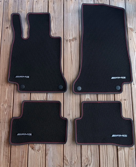 ORIGINAL MERCEDESAMG RED Lining Carpet Floor Mats CClass 4Piece Set