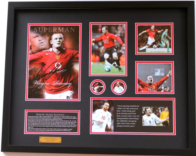 New Wayne Rooney Signed Manchester United Limited Edition Memorabilia Framed