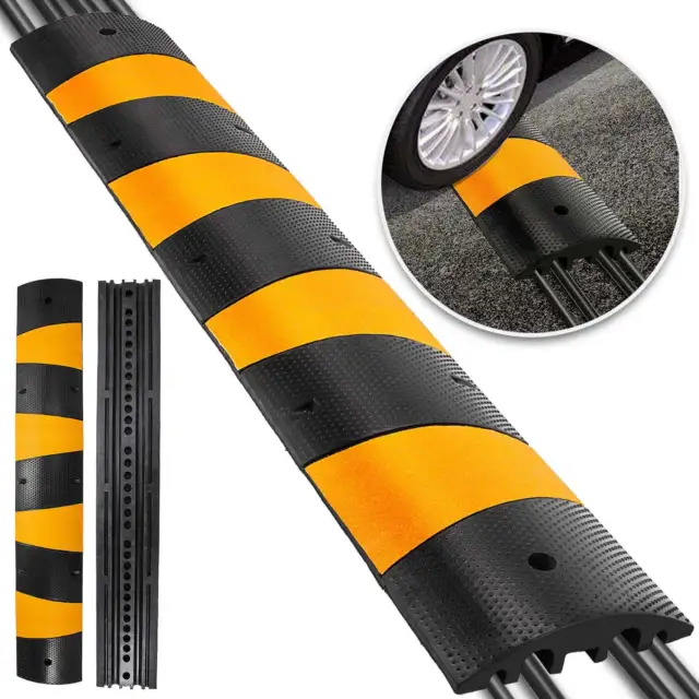 6Ft Rubber Speed Bump Driveway Heavy Duty Cable Protector Ramp 72.4In 2-Channel
