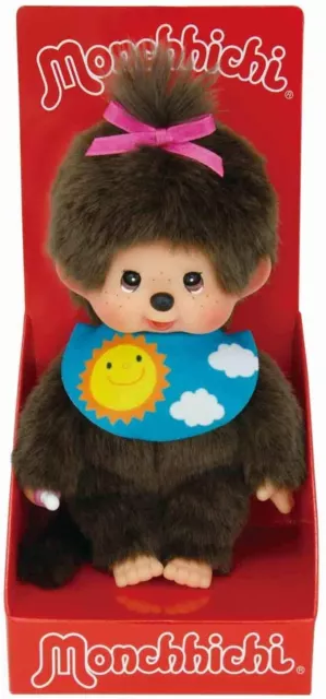 Sekiguchi Monchhichi Mädchen mit Schlafaugen und buntem Lätzchen, 20 cm 3