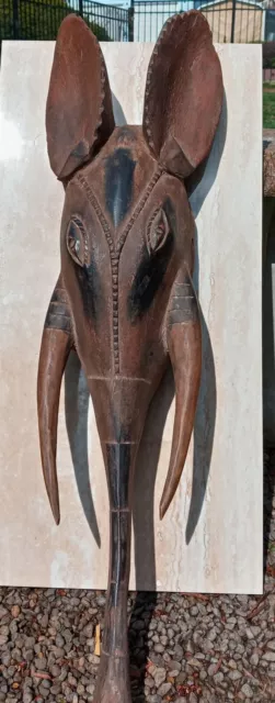 Vintage Mask Ceremonial African Wood Tribal Hand Art Face Rare Old 20th