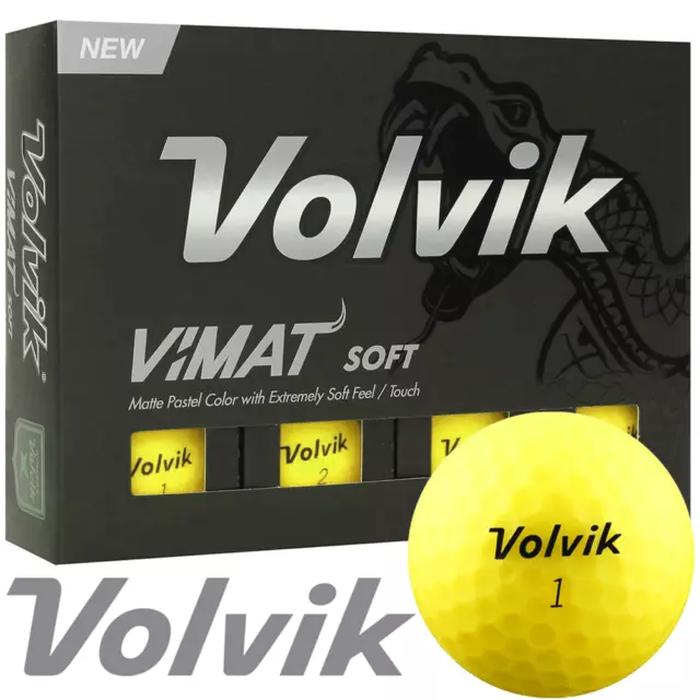 Volvik Vimat Soft Matte Finish 2 Piece Golf Balls - 12 Ball Dozen Pack / Yellow