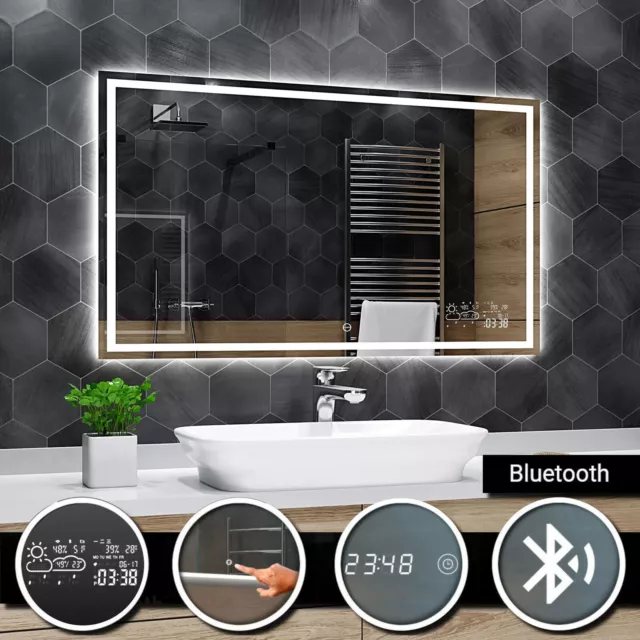 Atlanta ILUMINADO LED Espejo Del Baño Bluetooth Táctil Reloj Clima