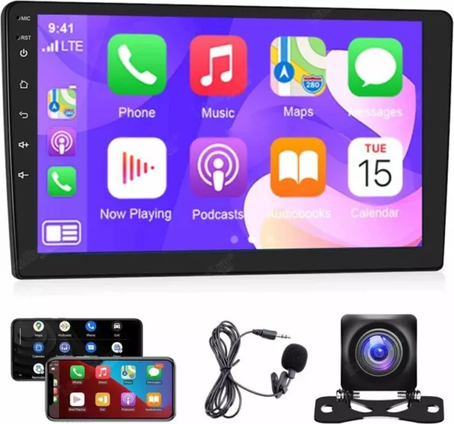 9'' Android Auto Double 2Din Car Stereo Radio Wireless Apple Carplay +AHD Camera