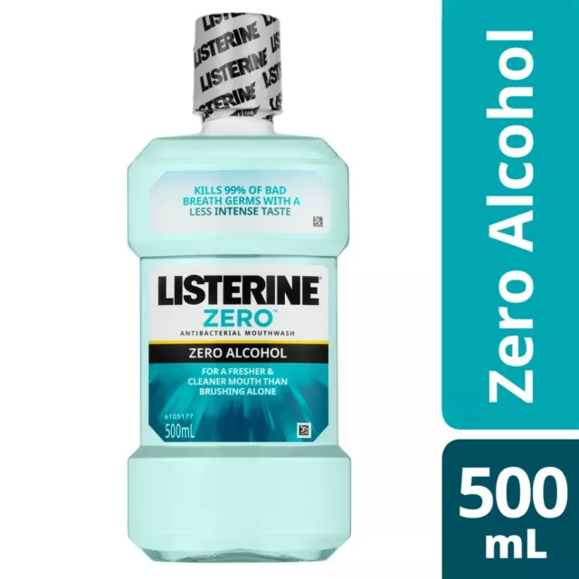 Listerine Zero Alcohol Mouthwash 500mL Antibacterial Fresher & Cleaner Mouth 3