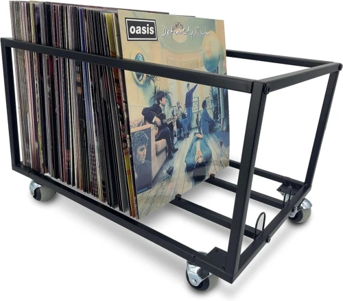 Vinyl Record Storage Holder With Wheels - Holds up to 100 LP - Album...
