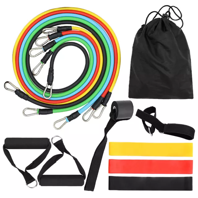 14pcs Resistance Bands Set Tube Bands Jump Rope Door Anchor Ankle Straps O3A6