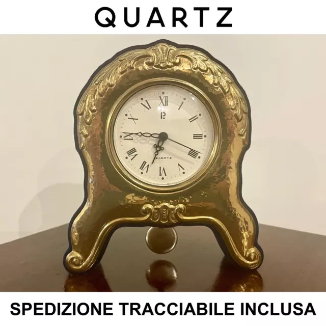 Sveglia Da Tavolo Veglia  Quartz In Ottone Dorato - Vintage