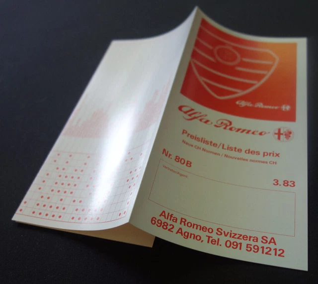 ALFA ROMEO PREISLISTE....8-Seiten-Prospekt (CH)...WIE NEU...1983