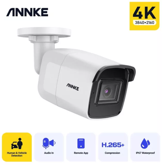 2x ANNKE 4K POE CCTV IP Cámara Grabación de Audio IP67 IR Detección de Humanos y Vehículos