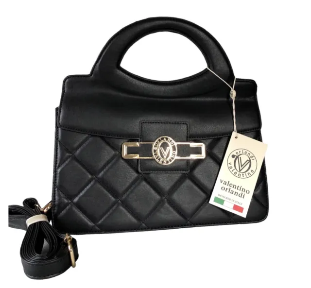 Valentino Orlandi Black Vegan Leather Crossbody/shoulder Bag