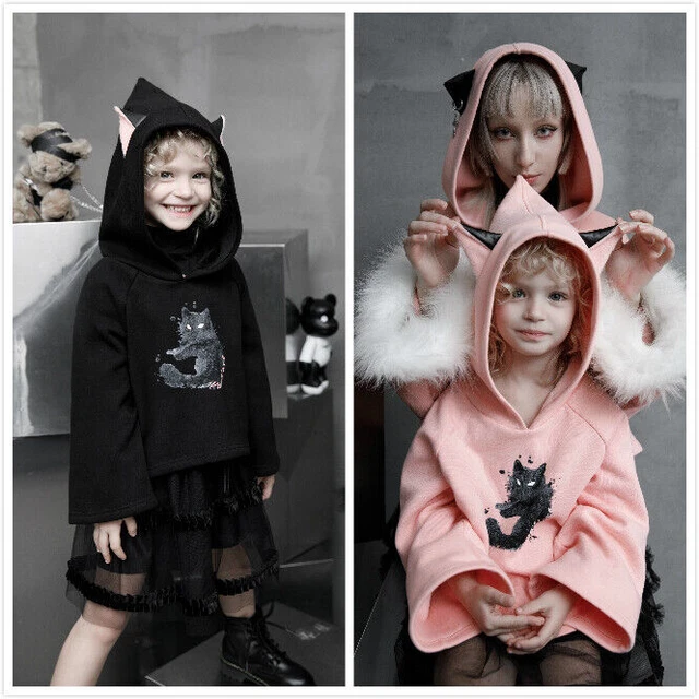 Girl'sPunk Cute cat Ear Decoration Hoodie Sweaters Smart cat pattern Pullovers