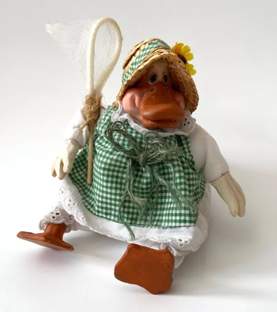 VTG Russ Berrie Kathleen Kelly Critter Duck Miss Happywings Girl w Butterfly Net