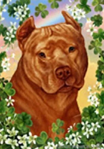Clover House Flag - Orange American Pit Bull Terrier 31406