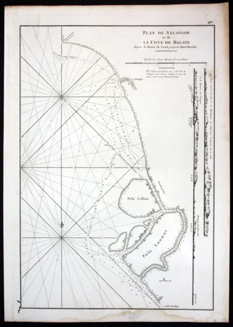 1775 Selangar Malaysia Pulau Lumut Klang sea map Mannevillette Neptune Oriental