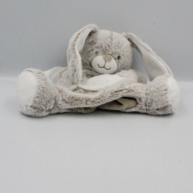 Doudou marionnette lapin beige marron blanc TEX BABY - 21943