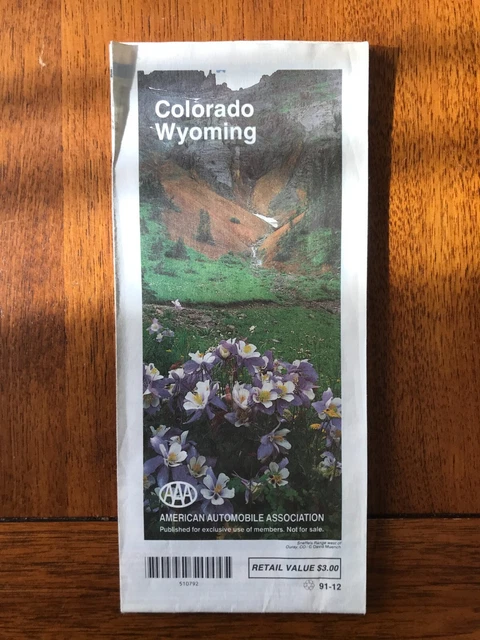 1992 AAA American Automobile Association road map of Colorado  Wyoming