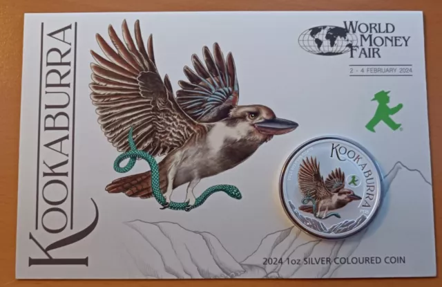 Kookaburra 2024 Color WMF World Money Fair Berlin 1oz Silver Australia COA Original Packaging 3