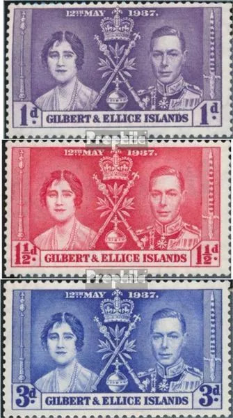 Briefmarken Gilbert- und Ellice-Inseln 1937 Mi 35-37 Jahrgang 1937 komplett post