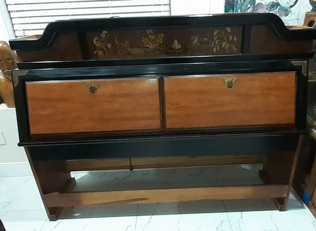 Vintage Hand Painted 6 piece Bedroom Set with mirrors/ lighted overhead beam