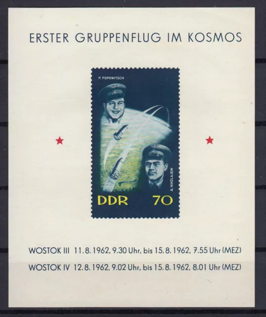 Allemagne DDR 1962 Vostok 3 et 4 Feuille miniature MNH
