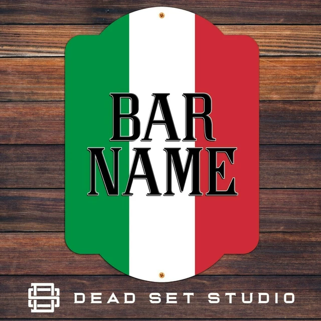 Personalised Italian Flag Bar Sign Man Den Pub Beer Whiskey A4 A3 Metal Wall Art