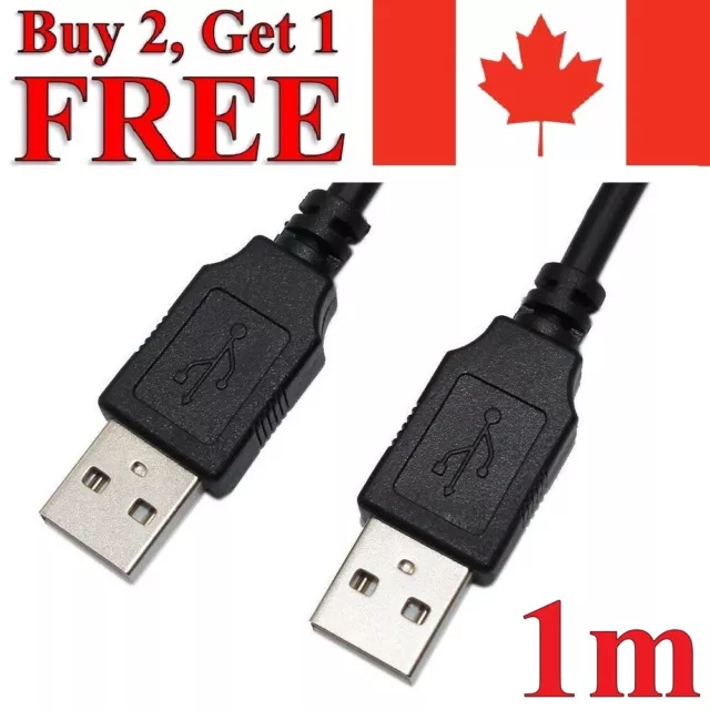 USB to USB Cable 2.0 Male to Male Data Charger Charging PC Laptop Mac