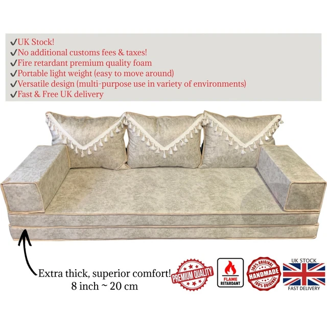 ARABIC MAJLIS SEATING Three Seater FLOOR Sofa Bench Cushions UK